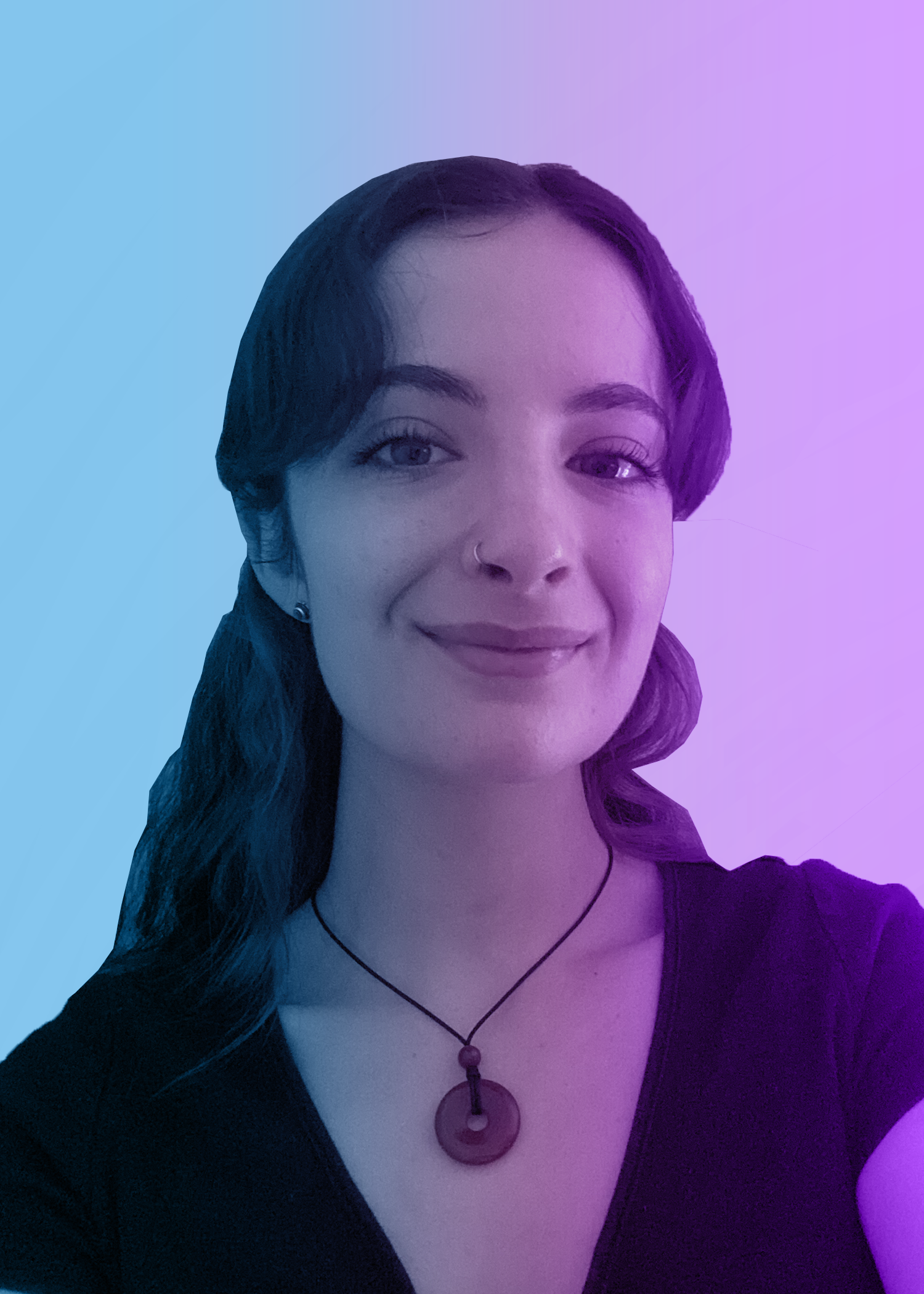 Photo of college student with purple and blue overlay