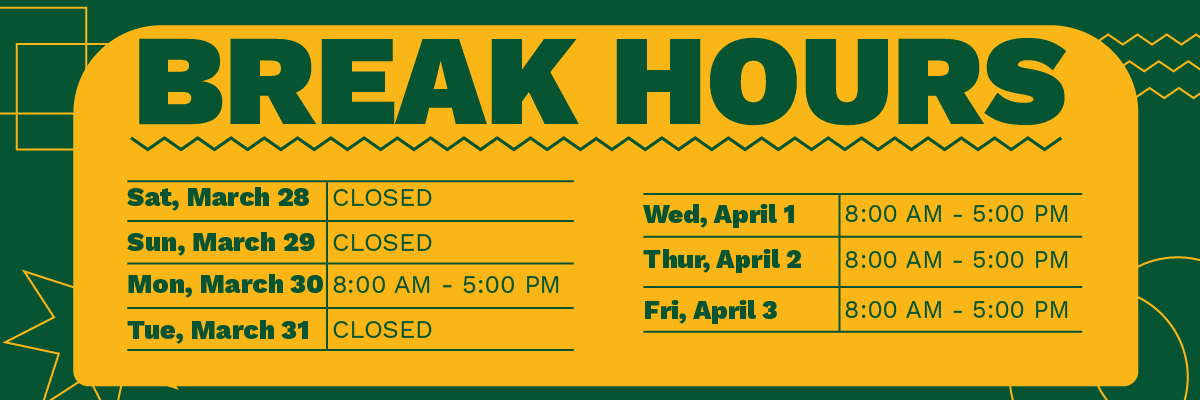 mon-wed-thru-fri 8am-5pm sat sun tue closed