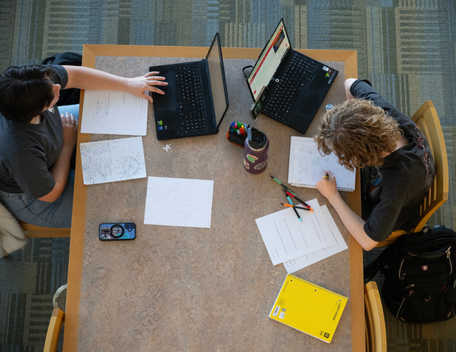 Students study for finals in the University Library at Cal Poly Pomona 