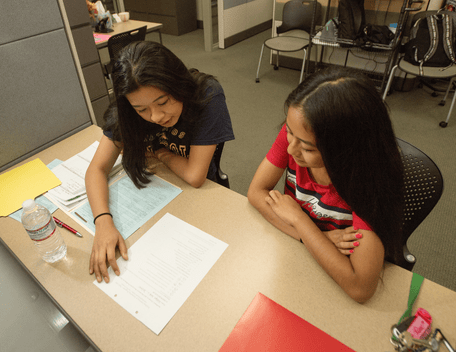 Milca Ramos tutors in the Writing Center at The Learning Resource Center in the University Library at Cal Poly Pomona 