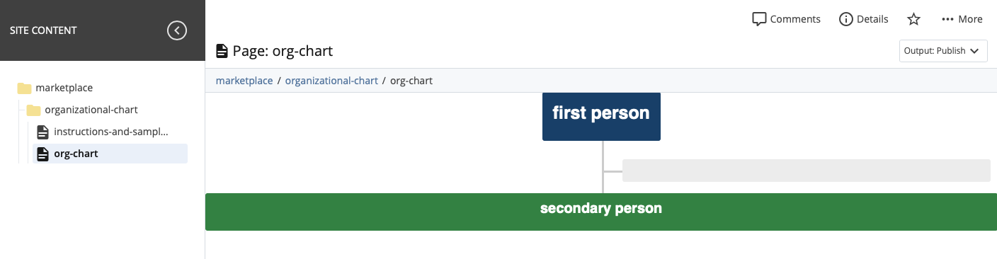 org chart module highlighted in left menu