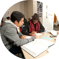 Students studying at the library