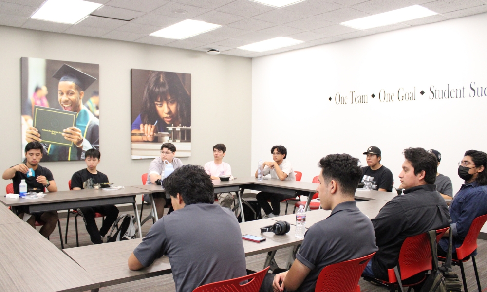 Students listen to a speaker