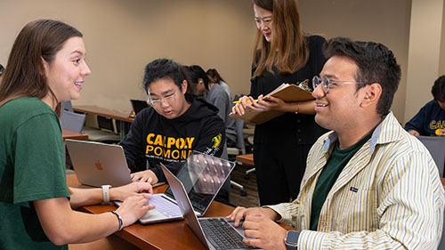 Cal Poly Pomona students chatting during a seminar session at Collins College