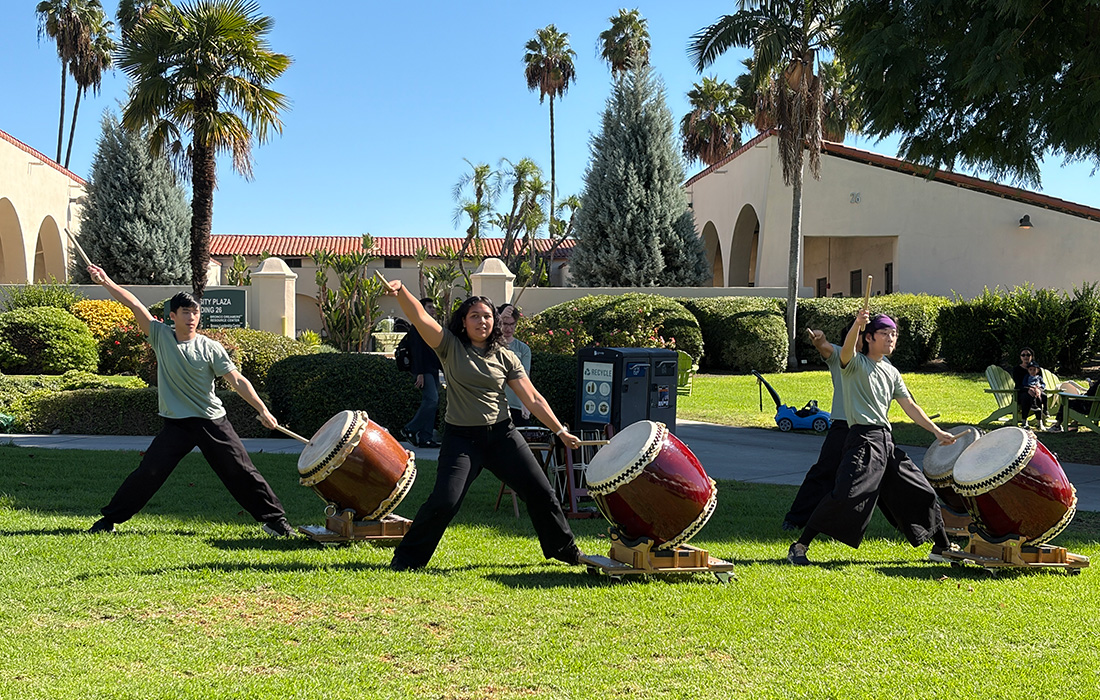 Taiko drummers perform during International Education Week