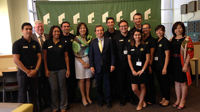 Rep. Ed Royce (center) recently hosted a field hearing on campus related to property rights and development in Southeast Asia.