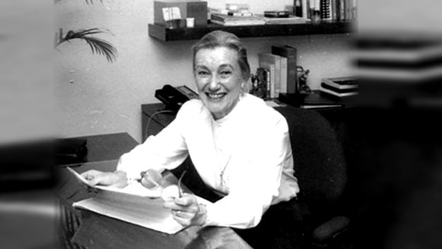 Professor Emerita Margarita McCoy in her office in 1986.