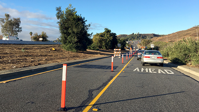 Motorists exit the westbound 10 Freeway at Kellogg Drive.