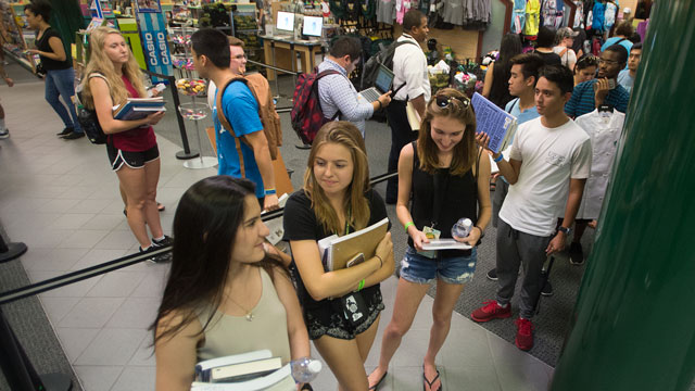 Students in line at the Bookstore