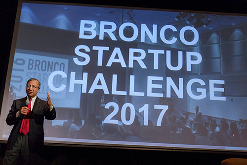 Sadiq Shah, associate vice president for Research, Innovation and Economic Development, talks to the crowd about entrepreneurship.
