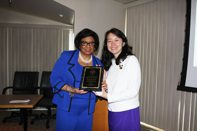 President Soraya M. Coley with the delegation leader Madam Shen Xuesong (Deputy Secretary-General of China Education Association for International Exchange CEAIE)