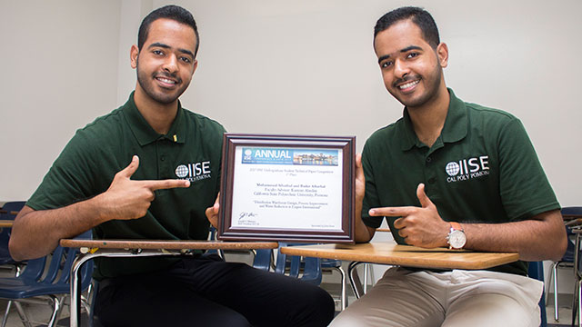 Twin brothers Bader and Mohammed Alhathal took first place at the 2017 Institute of Industrial and Systems Engineers (IISE) Global Conference. Photo Credit: Chris Park.