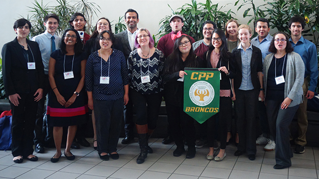 Group photo of students and faculty at the 2019 CSU Research Competition at Cal State Fullerton.