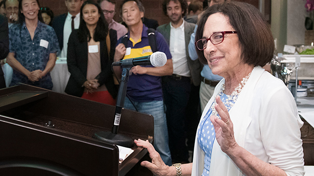 Professor Emerita Jill Adler-Moore at the Cal State LA BioStart ceremony.