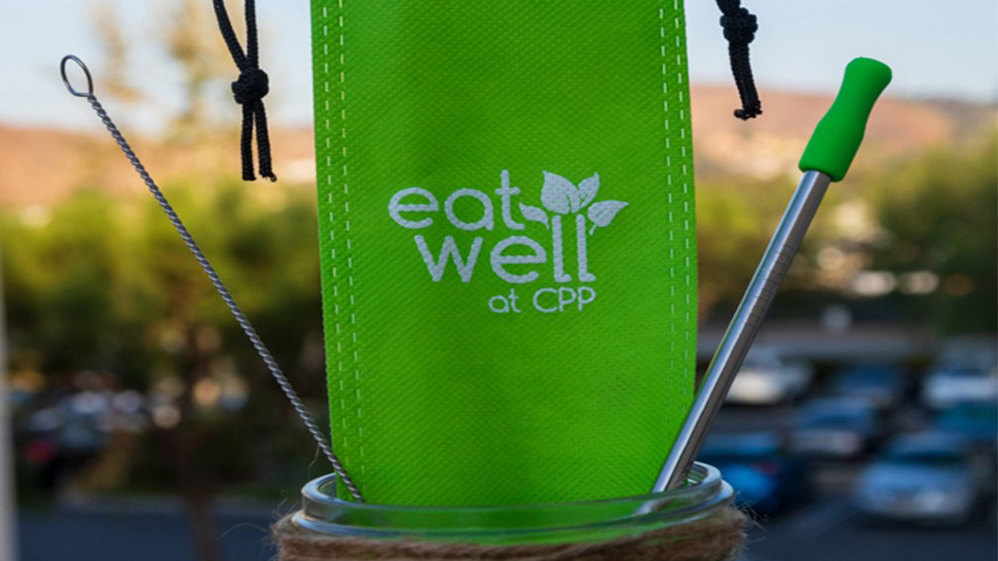 In addition to compostable straws, reusable metal straws with CPP branding are available for purchase at dining locations across the campus.