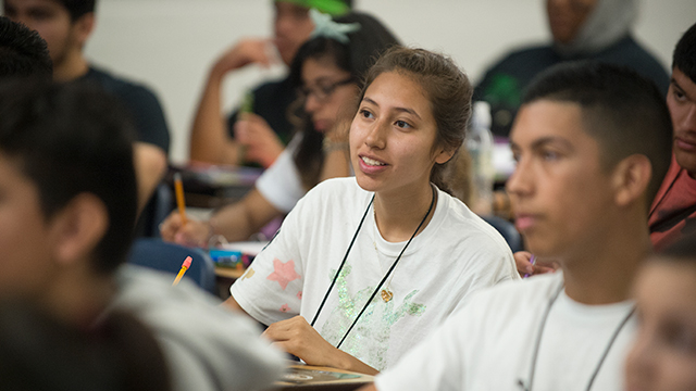 Students sitting in a classroom