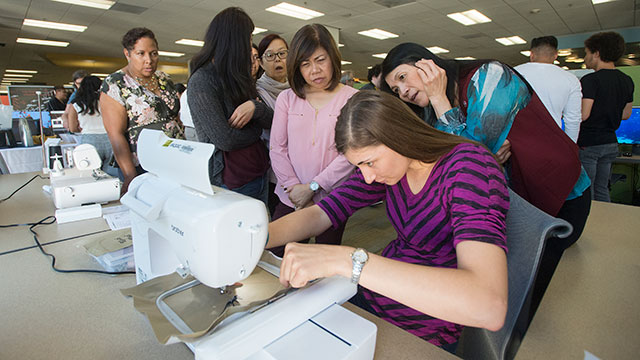 Maker studio employee works on a project.