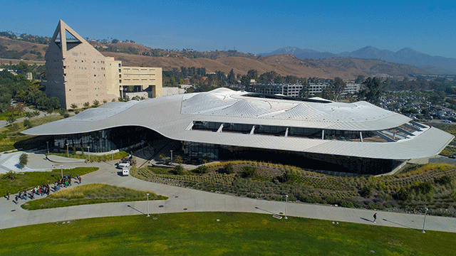 Aerial view of the Student Services Building (SSB)