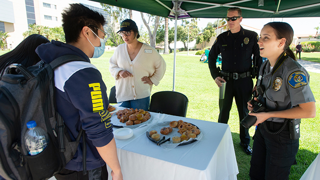 University Police Department officers distributed pastries and chatted with CPP students, faculty and staff at 'Pastries with Public Safety'