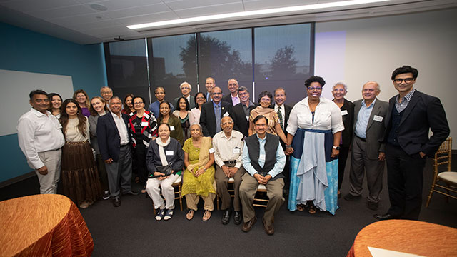 Ahimsa Center donors and community members gathered to celebrated the new Shri Shantinath Endowed Chair, Aishwary Kumar.