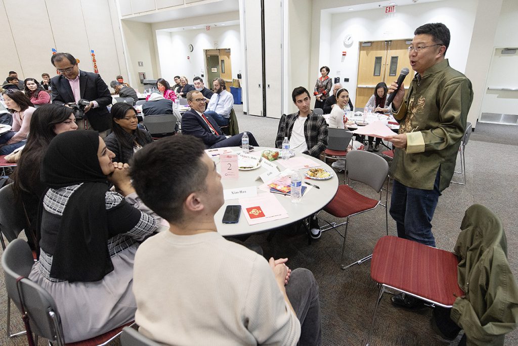 Ed He speaks at the start of the Lunar New Year Celebration