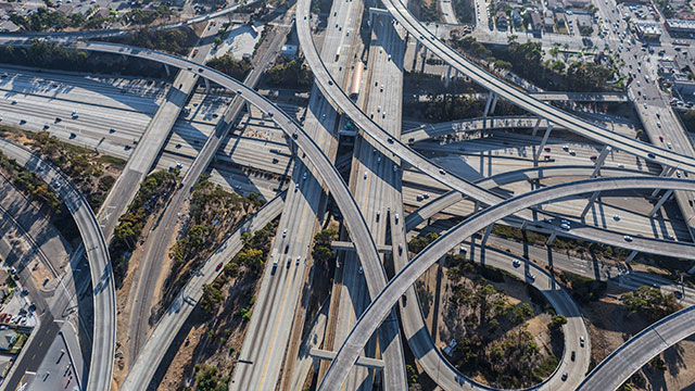 The Harbor 110 Freeway and Century 105 Freeway in Los Angeles.