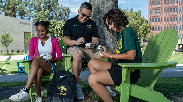Students and staff sit and enjoy CPP Farms Ice Cream. Photo credit: Rebekah Wallace