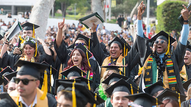 College of Science students celebrate during commencement.