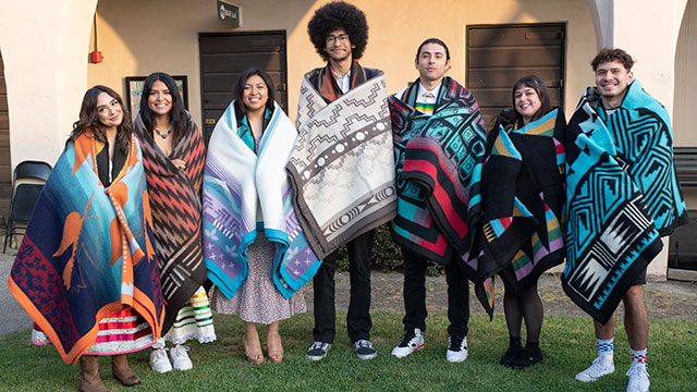 Native American Students in front of the Native American Student Center.