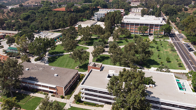 Aerial photo of the University Quad.
