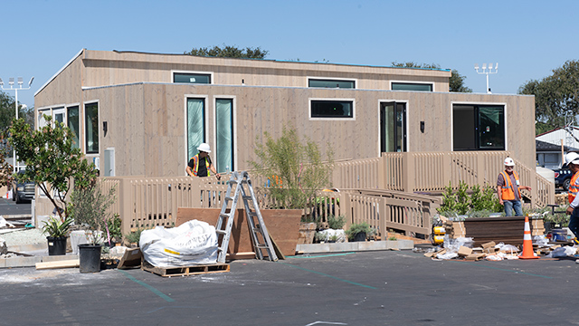 Exterior of Roots House under construction.