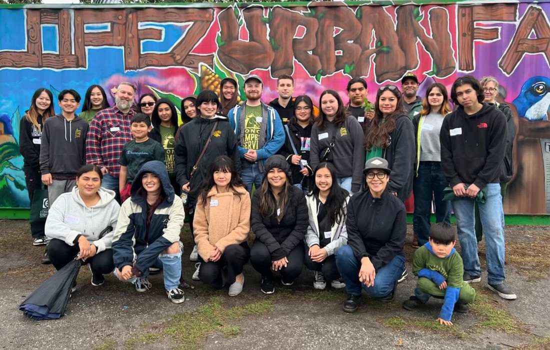 Students volunteer at Lopez Urban Farm in Pomona