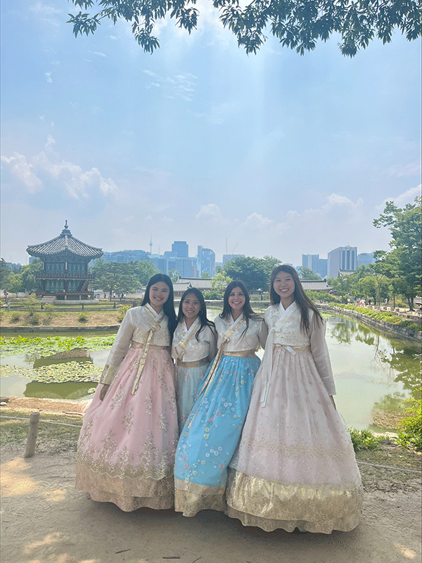 Left: Lan Hy poses with her friends.