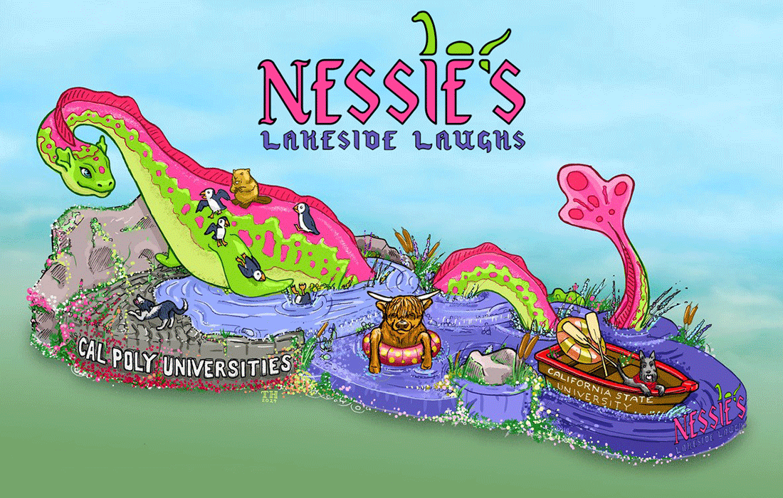 Cal Poly Rose Float Celebrates the ‘Best Day Ever’ at the Lake with Nessie