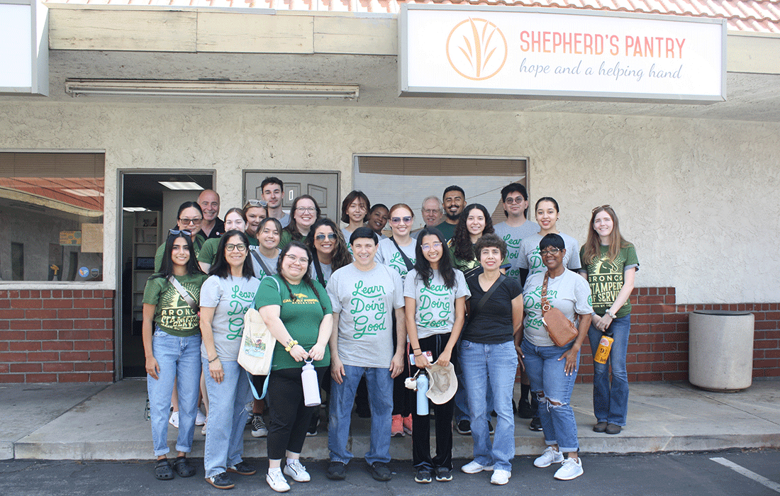 Students and Career Center staff pose in front of Shepard's Pantry