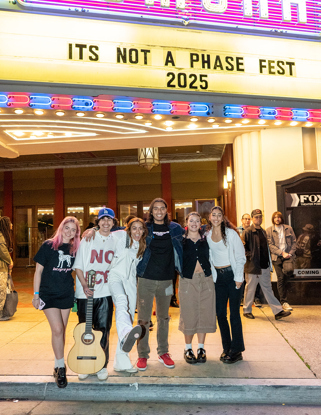 Fest Students pose in front of the Fox Theater