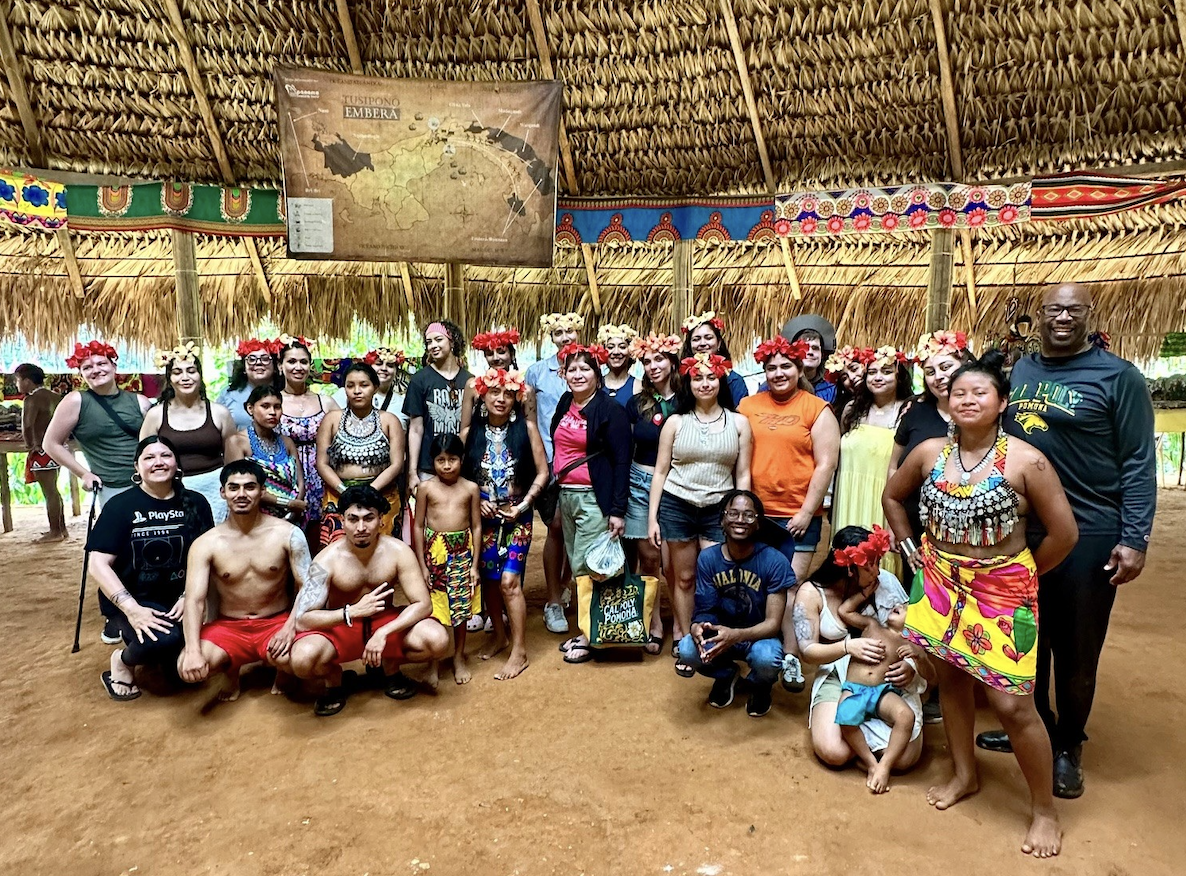 Study abroad group in the Embera Village
