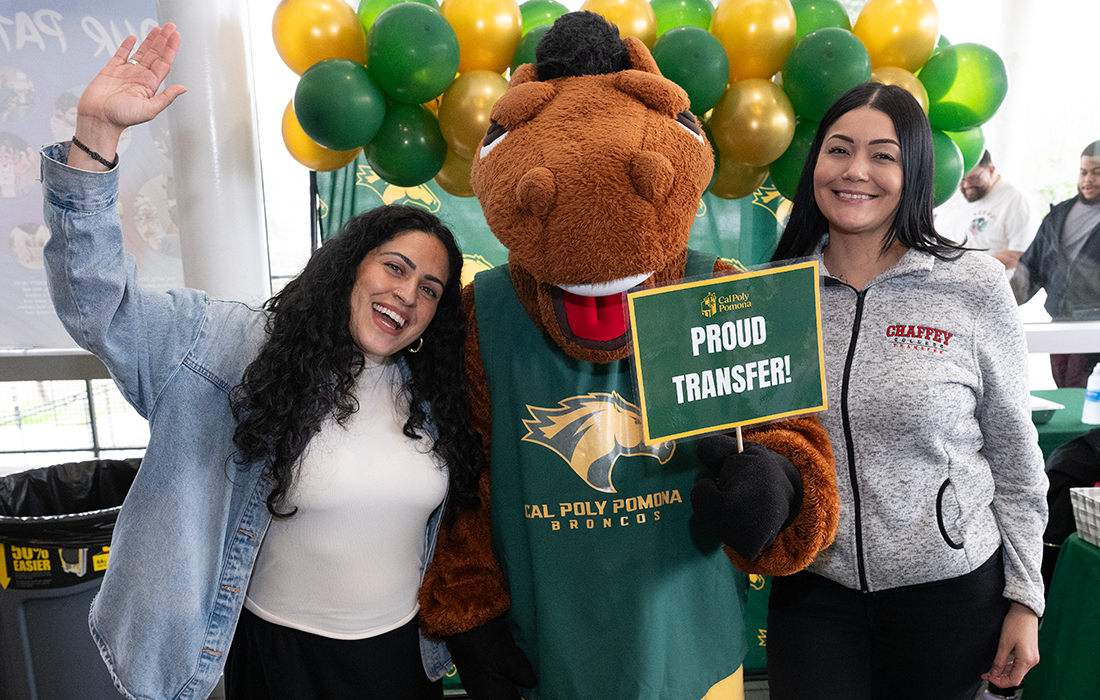 Chaffey Student Admits celebrate during a transfer fair.
