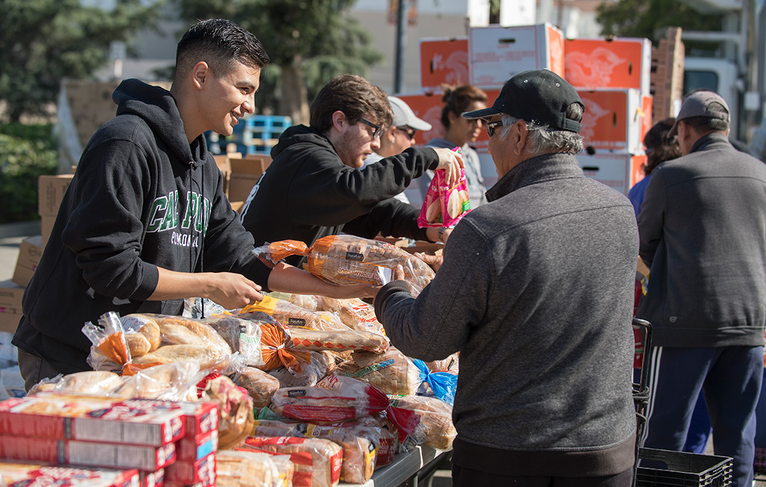 College of Business students assist during a food drive.