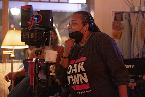 Director Tina Mabry on the set of The Supremes at Earl's All-You-Can-Eat