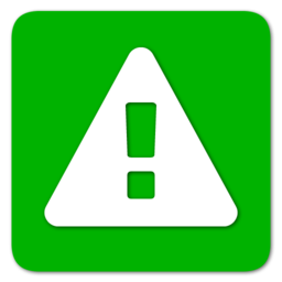A whilte triangle with a bright green exclamation point.