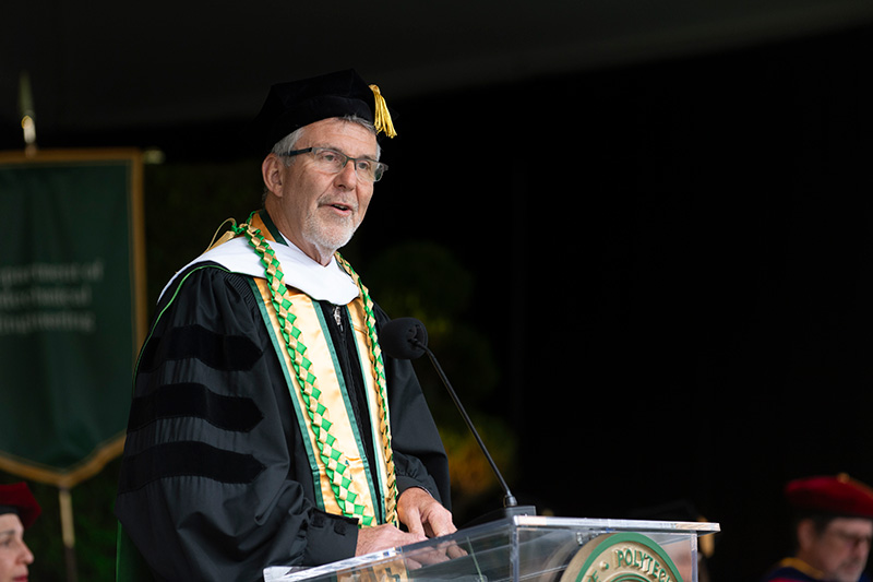 Michael Beckage speaks during the 2026 commencement ceremonies.