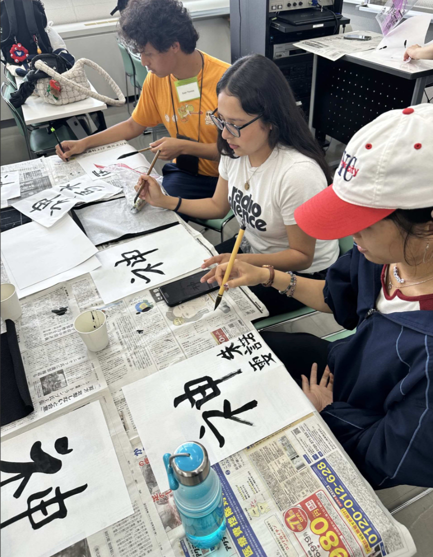 Student learning caligraphy