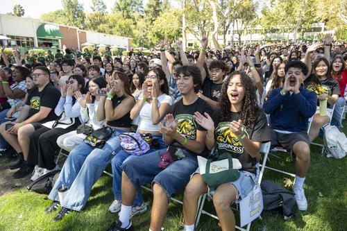 new CPP students cheering during Student Convocation