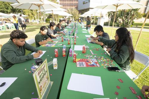 students working on cereal puzzeles