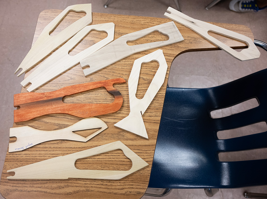 Pieces of wood that were cut to create an insutrment during Instrument Creation Class. 