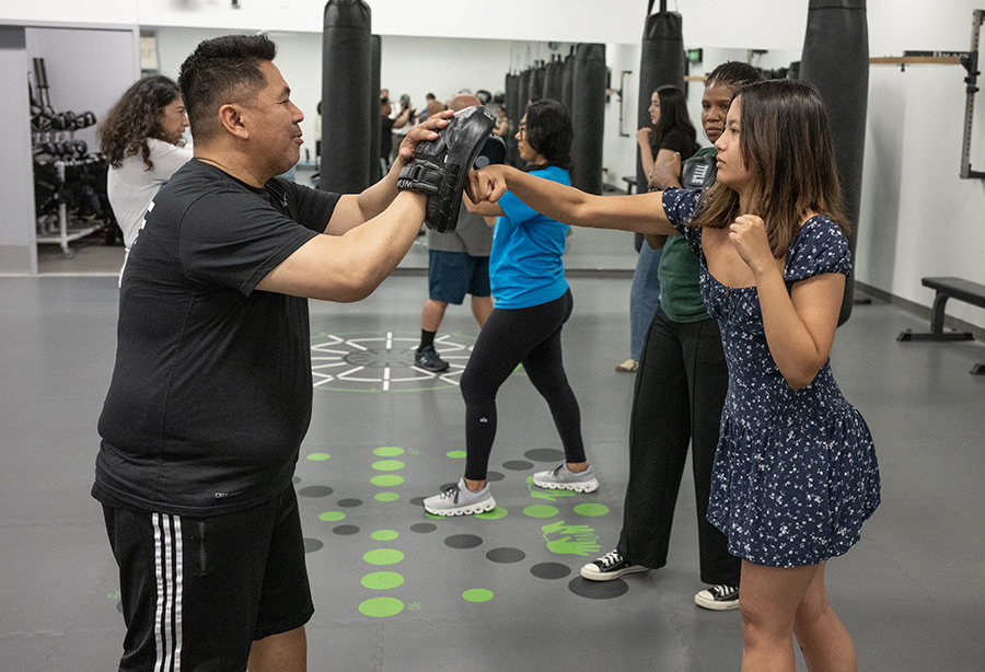 student in kickboxing class
