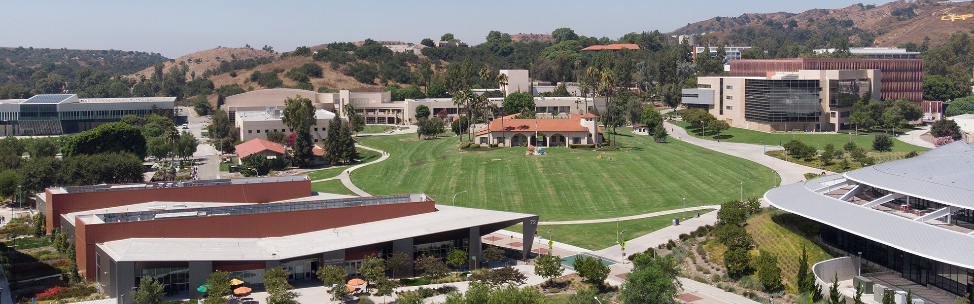 aerial view of centerpointe dining commons and CPP campus. 