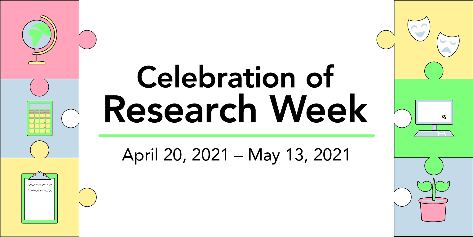 Celebration of Research week with the following dates: April 20, 2021 to May, 13 2021