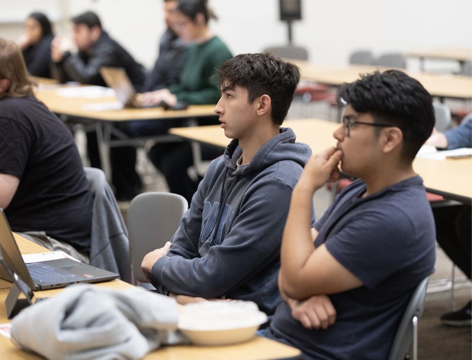Students attending a workshop.